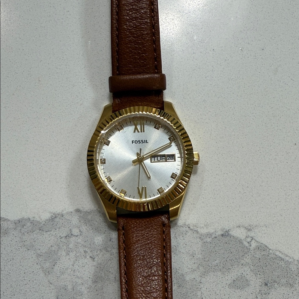Fossil Gold and Brown Leather Women's Watch